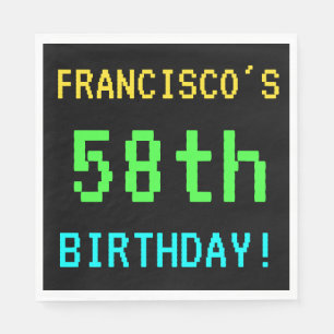 Fun Vintage/Retro Video Game Look 58th Birthday Napkin