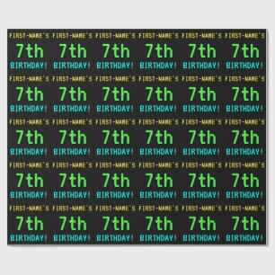 Fun Vintage/Retro Video Game Look 7th Birthday Wrapping Paper