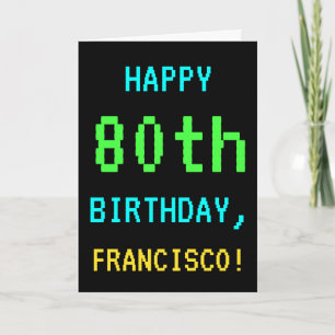 Fun Vintage/Retro Video Game Look 80th Birthday Card