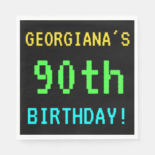 Fun Vintage/Retro Video Game Look 90th Birthday Napkin