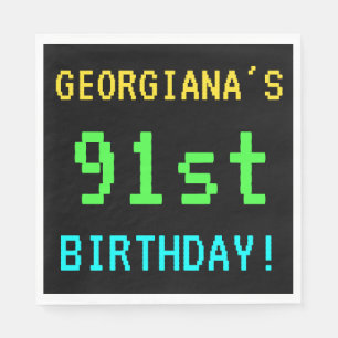 Fun Vintage/Retro Video Game Look 91st Birthday Napkin