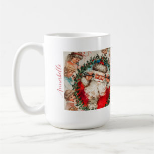 Fun Vintage Santa Claus Personalise Name Christmas Coffee Mug