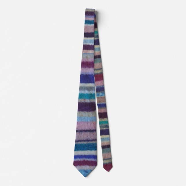 fun vintage style colourful stripes knitted  tie (Front)