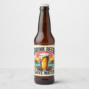 Fun Vintage Sunset Beer Glass Bottle Label