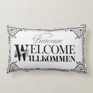 Fun Vintage Welcome Pillow - Pick Your Colour
