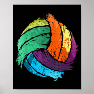 Fun Volleyball Art For Boys Girls Women Volleyball Poster