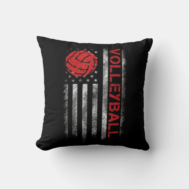 Fun Volleyball Design For Men Women USA Patriotic  Cushion (Front)