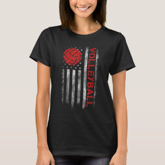 Fun Volleyball Design For Men Women USA Patriotic T-Shirt