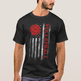 Fun Volleyball Design For Men Women USA Patriotic T-Shirt