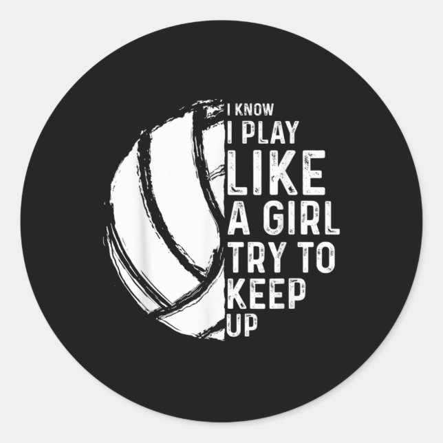 Fun Volleyball Design Girls Women Youth Teen Sport Classic Round Sticker (Front)