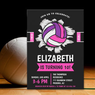Fun Volleyball Girl Birthday Invitation