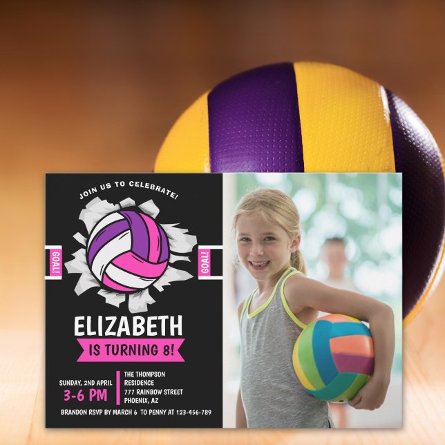 Fun Volleyball Girl Birthday Invitation (Creator Uploaded)