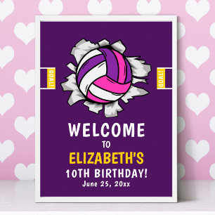 Fun Volleyball Girl Birthday Poster