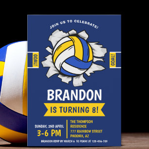 Fun Volleyball Kids Birthday Invitation