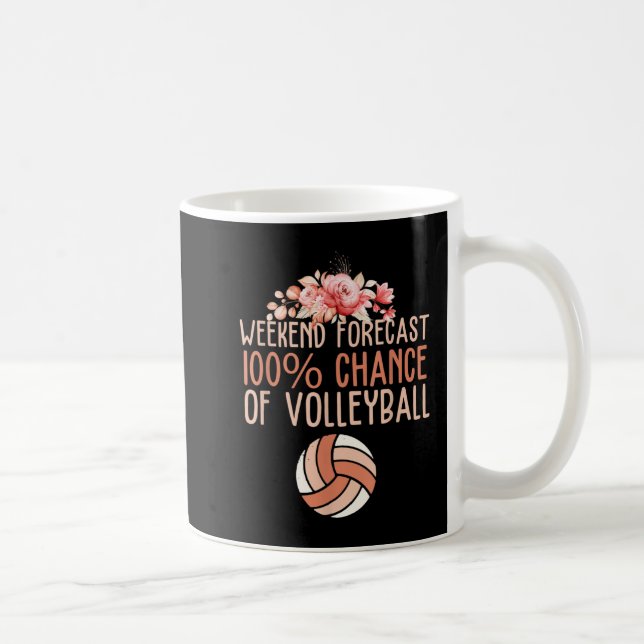 Fun Volleyball Weekend Forecast Volleyball Boho Fl Coffee Mug (Right)