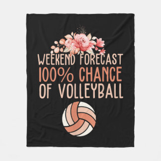 Fun Volleyball Weekend Forecast Volleyball Boho Fl Fleece Blanket