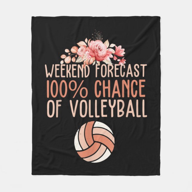 Fun Volleyball Weekend Forecast Volleyball Boho Fl Fleece Blanket (Front)