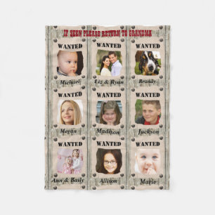 Fun Wanted Poster, Custom Photo Fleece Blanket
