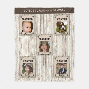 Fun Wanted Poster Grandma & Grandpa Photo  Fleece Blanket