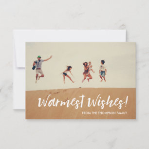 Fun Warmest Wishes Holiday Family Photo Card