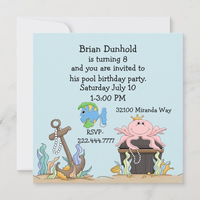 Fun Water Theme Birthday Party Invitation (Front)