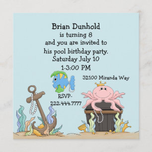 Fun Water Theme Birthday Party Invitation
