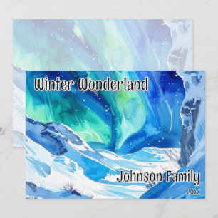 Fun Watercolor Abstract Beauty of Winter Custom Holiday Card