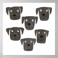 Fun Watercolor Blac Labrador Retriever Dogs