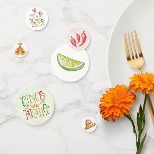 Fun Watercolor Cinco de Mayo Party Confetti