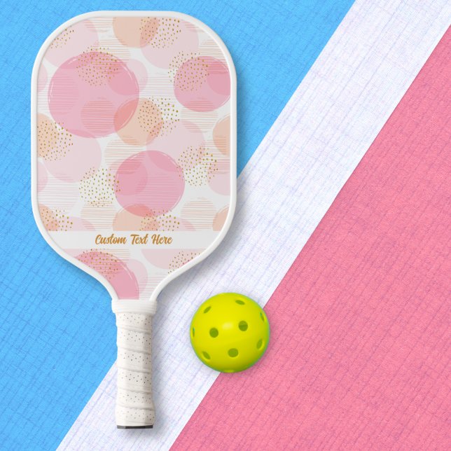 Fun Watercolor Circles Pink Gold Custom Text Pickleball Paddle (Creator Uploaded)