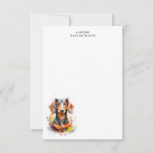 Fun Watercolor Dachshund Personalised Thank You Card