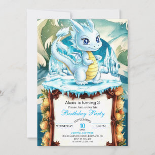 Fun Watercolor Dragon Birthday Invitation