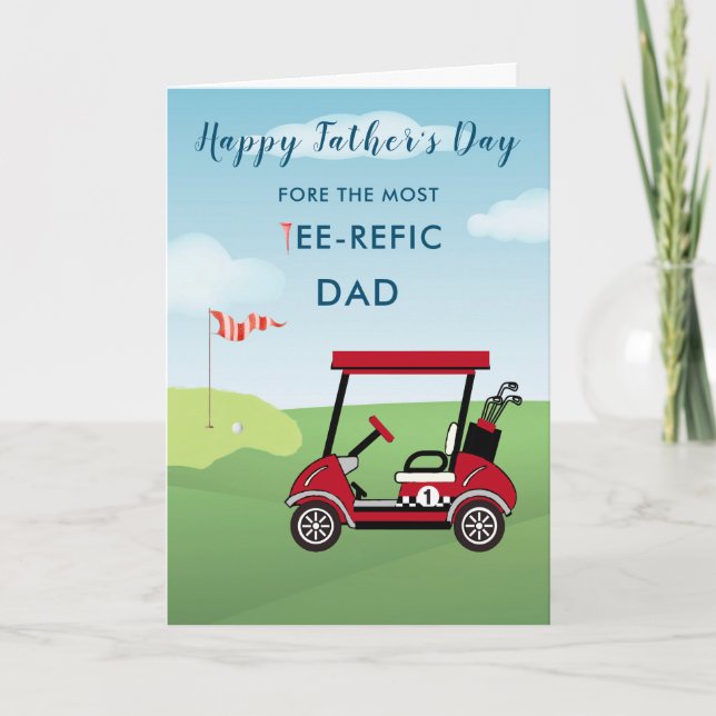 Fun Watercolor Father's Day Card Golf Theme (Front)