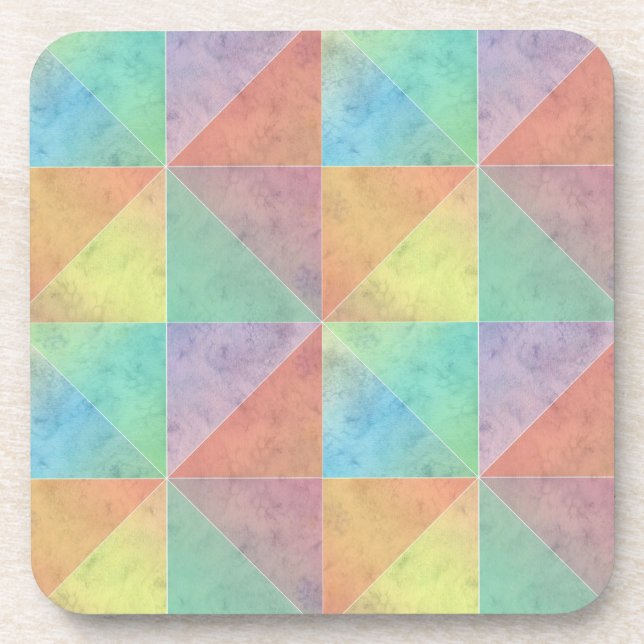 Fun Watercolor Geometric Art Triangles Coaster (Front)