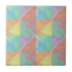 Fun Watercolor Geometric Art Triangles Tile