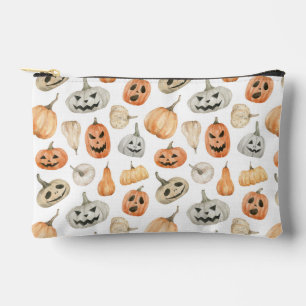 Fun Watercolor Pumpkin Pattern Accessory Pouch