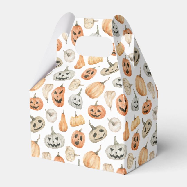 Fun Watercolor Pumpkin Pattern Favour Box (Front Side)
