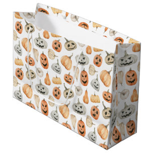 Fun Watercolor Pumpkin Pattern Large Gift Bag