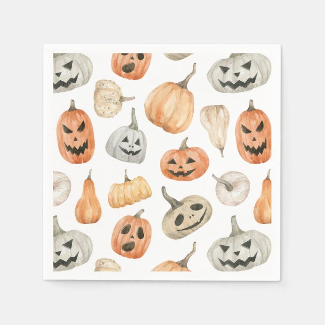 Fun Watercolor Pumpkin Pattern Napkin (Front)