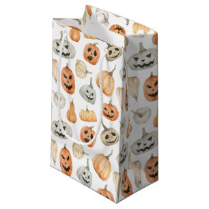 Fun Watercolor Pumpkin Pattern Small Gift Bag