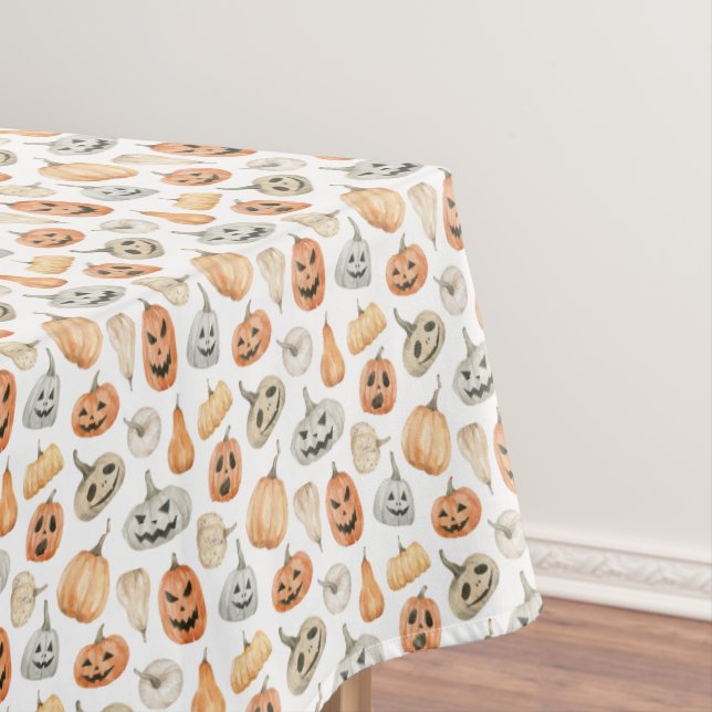 Fun Watercolor Pumpkin Pattern Tablecloth (In Situ)