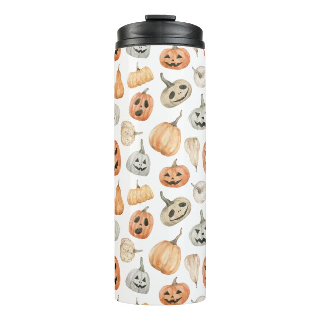 Fun Watercolor Pumpkin Pattern Thermal Tumbler (Front)