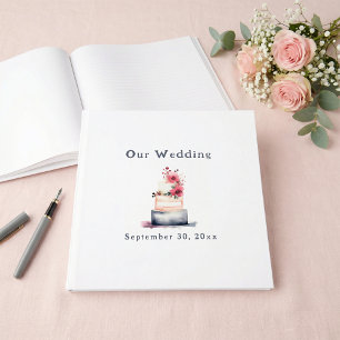 Fun watercolor wedding cake guest book