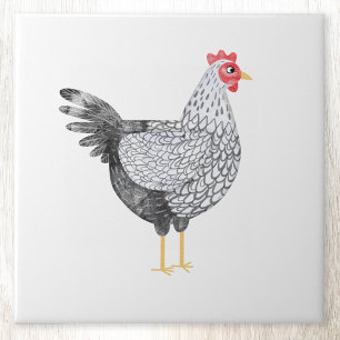 Fun Watercolor Wyandotte Chicken Ceramic Tile