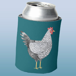 Fun Watercolor Wyandotte Chicken Hen Can Cooler