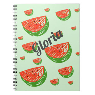 Fun Watermelon Custom Name Spiral Photo Notebook