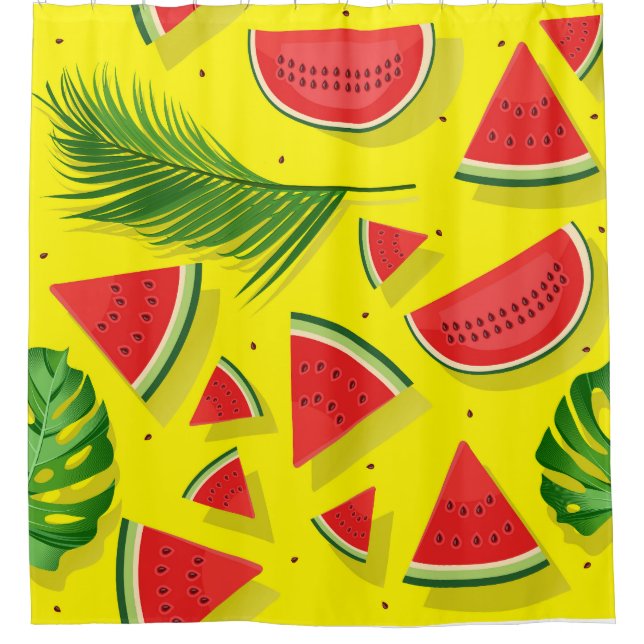 Fun Watermelon shower curtain - sunshine vibes (Front)