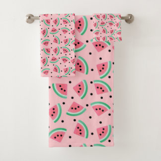 Fun Watermelon Slice Pattern Summer Vibes Bath Towel Set