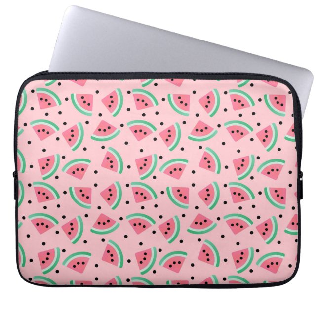 Fun Watermelon Slice Pattern Summer Vibes Laptop Sleeve (Front)