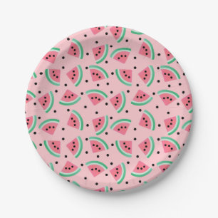 Fun Watermelon Slice Pattern Summer Vibes Paper Plate